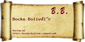 Bocke Bolivár névjegykártya